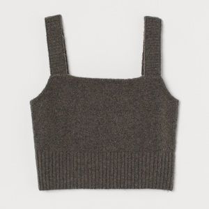 H&M Soft Knit Crop Top XS green gray